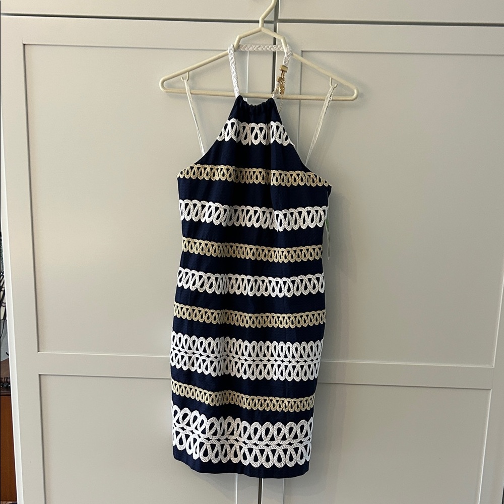 Lilly Pulitzer Navy and White Halter Dress